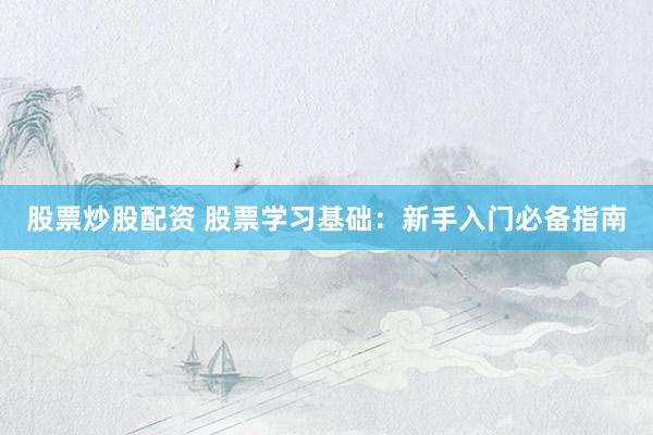 股票炒股配资 股票学习基础：新手入门必备指南