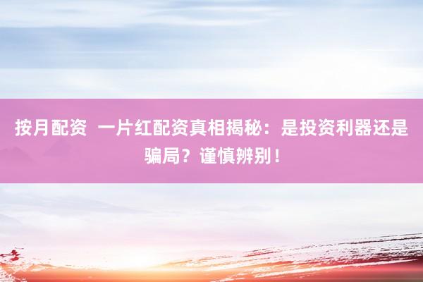 按月配资  一片红配资真相揭秘：是投资利器还是骗局？谨慎辨别！