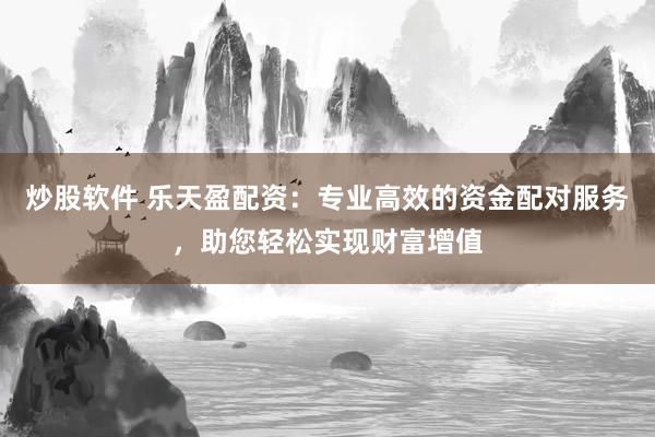 炒股软件 乐天盈配资：专业高效的资金配对服务，助您轻松实现财富增值