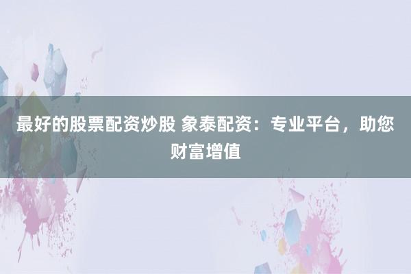 最好的股票配资炒股 象泰配资：专业平台，助您财富增值
