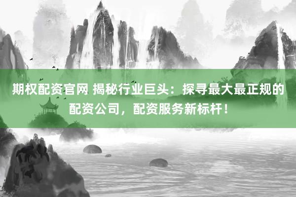 期权配资官网 揭秘行业巨头：探寻最大最正规的配资公司，配资服务新标杆！