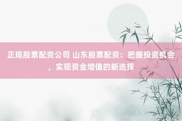 正规股票配资公司 山东股票配资：把握投资机会，实现资金增值的新选择