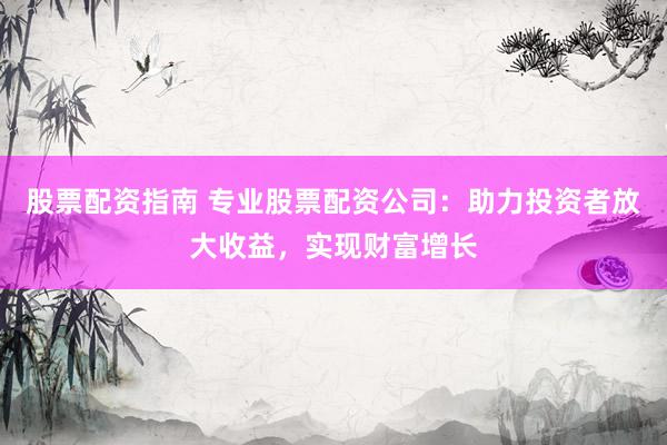股票配资指南 专业股票配资公司：助力投资者放大收益，实现财富增长