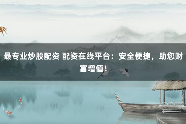 最专业炒股配资 配资在线平台：安全便捷，助您财富增值！