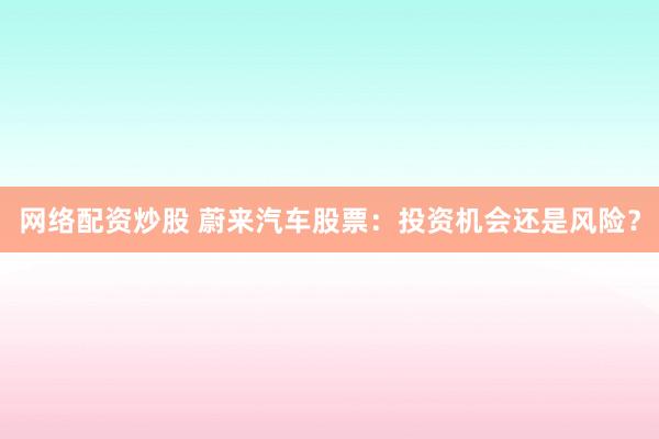 网络配资炒股 蔚来汽车股票：投资机会还是风险？