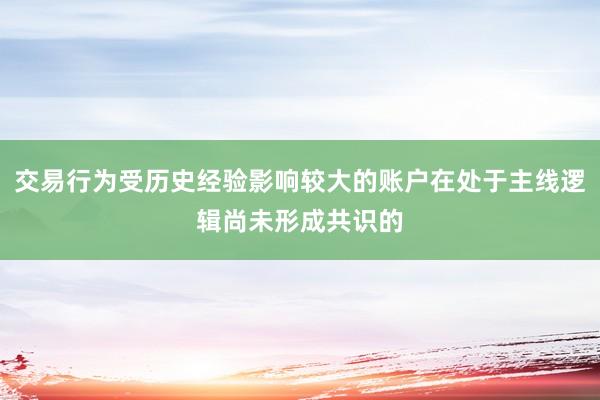 交易行为受历史经验影响较大的账户在处于主线逻辑尚未形成共识的