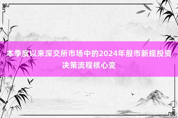 本季度以来深交所市场中的2024年股市新规投资决策流程核心变