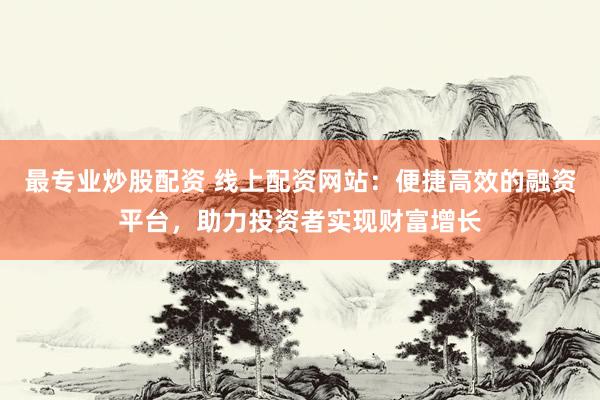 最专业炒股配资 线上配资网站：便捷高效的融资平台，助力投资者实现财富增长