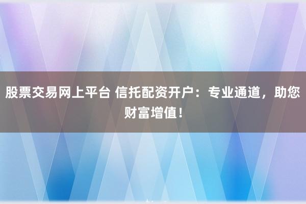 股票交易网上平台 信托配资开户：专业通道，助您财富增值！