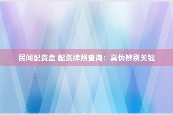 民间配资盘 配资牌照查询：真伪辨别关键