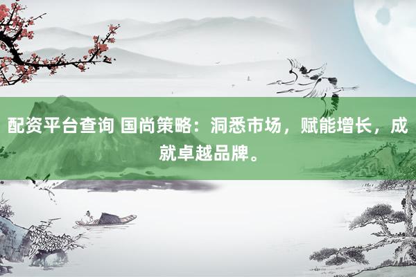 配资平台查询 国尚策略：洞悉市场，赋能增长，成就卓越品牌。